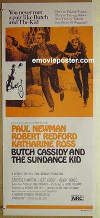e498 BUTCH CASSIDY & THE SUNDANCE KID Australian daybill movie poster '69