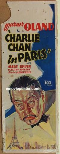 e018 CHARLIE CHAN IN PARIS long Australian daybill movie poster '35 Oland