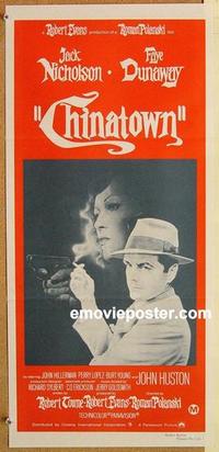 e518 CHINATOWN Aust daybill R70s great art of smoking Jack Nicholson & Faye Dunaway, Roman Polanski