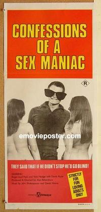 e533 CONFESSIONS OF A SEX MANIAC Australian daybill movie poster '74