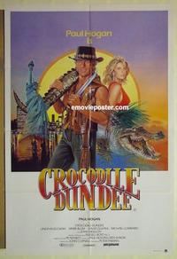 e137 CROCODILE DUNDEE Australian one-sheet movie poster '86 great different art!
