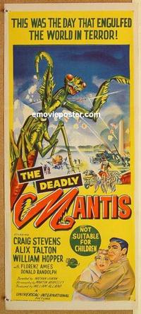 e551 DEADLY MANTIS Australian daybill movie poster '57 classic sci-fi!