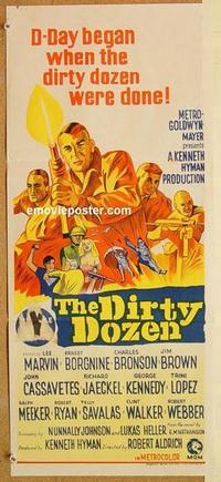 e560 DIRTY DOZEN Australian daybill movie poster '67 Charles Bronson, Brown