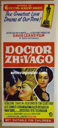 e562 DOCTOR ZHIVAGO awards Australian daybill movie poster '65 David Lean epic!