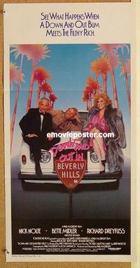 e564 DOWN & OUT IN BEVERLY HILLS Australian daybill movie poster '86 Nolte