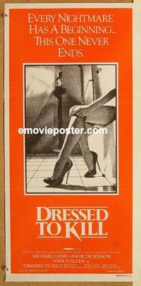 e567 DRESSED TO KILL Australian daybill movie poster '80 Caine, De Palma