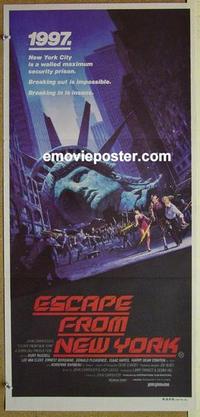 e574 ESCAPE FROM NEW YORK Australian daybill movie poster '81 Kurt Russell