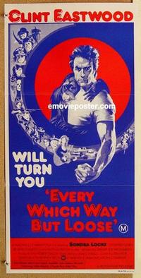 e578 EVERY WHICH WAY BUT LOOSE Australian daybill movie poster '78 Eastwood