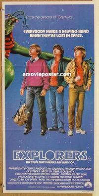 e583 EXPLORERS Australian daybill movie poster '85 River Phoenix, Joe Dante