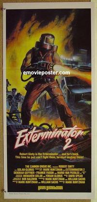 e584 EXTERMINATOR 2 Australian daybill movie poster '84 wild image!