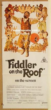 e594 FIDDLER ON THE ROOF Australian daybill movie poster '72 Topol, Picon