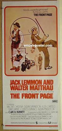 e621 FRONT PAGE Australian daybill movie poster '75 Jack Lemmon, Matthau