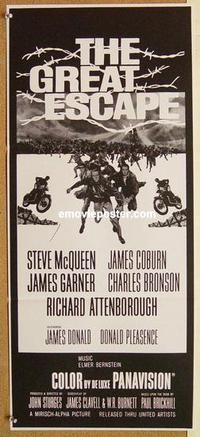 e648 GREAT ESCAPE Australian daybill movie poster R80 Steve McQueen, Bronson