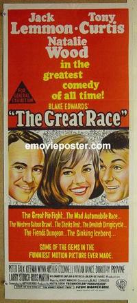 e651 GREAT RACE Australian daybill movie poster '65 Curtis, Lemmon, Wood