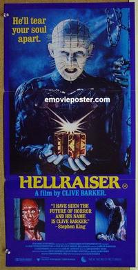 e678 HELLRAISER Australian daybill movie poster '87 Clive Barker, Pinhead!
