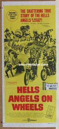 e680 HELLS ANGELS ON WHEELS Aust daybill 1974 shattering true story of Hells Angels of California!