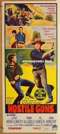 e684 HOSTILE GUNS Australian daybill movie poster '67 Montgomery, De Carlo