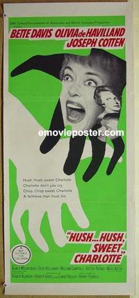 e694 HUSH HUSH SWEET CHARLOTTE Australian daybill movie poster '65 Davis