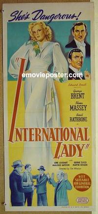 e712 INTERNATIONAL LADY Australian daybill movie poster '41 George Brent