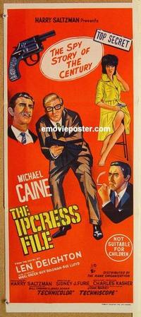 e715 IPCRESS FILE Australian daybill movie poster '65 Michael Caine as spy!