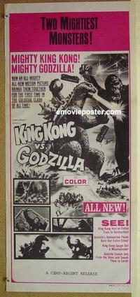 e747 KING KONG VS GODZILLA Australian daybill movie poster R70s Honda, Toho
