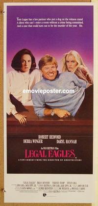 e772 LEGAL EAGLES Australian daybill movie poster '86 Redford, Hannah