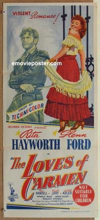 e795 LOVES OF CARMEN Australian daybill movie poster '48 Rita Hayworth