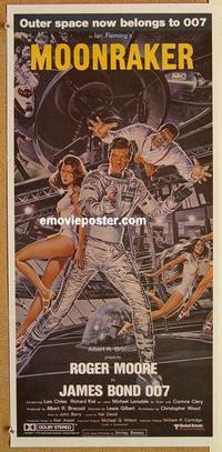 e843 MOONRAKER Australian daybill movie poster '79 Moore as James Bond!