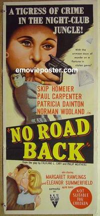 e870 NO ROAD BACK Australian daybill movie poster '57 Margaret Rawlings