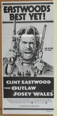 e885 OUTLAW JOSEY WALES Australian daybill movie poster R80s Clint Eastwood