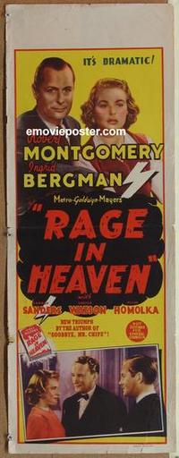 e029 RAGE IN HEAVEN long Australian daybill movie poster '41 Ingrid Bergman