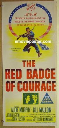 e951 RED BADGE OF COURAGE Australian daybill movie poster '51 Audie Murphy