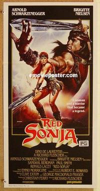 e953 RED SONJA Australian daybill movie poster '85 Arnold Schwarzenegger
