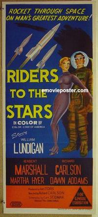 e962 RIDERS TO THE STARS Australian daybill movie poster '54 Lundigan
