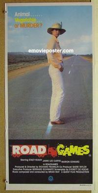 e963 ROAD GAMES Australian daybill movie poster '81 cool different image!