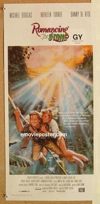 e979 ROMANCING THE STONE Australian daybill movie poster '84 Douglas, Turner