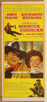 e980 ROOSTER COGBURN Australian daybill movie poster '75 John Wayne, Hepburn
