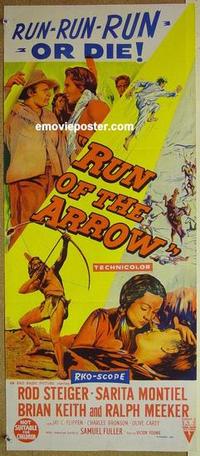 e985 RUN OF THE ARROW Australian daybill movie poster '57 Fuller, Steiger