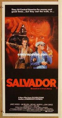 e988 SALVADOR Australian daybill movie poster '86 Oliver Stone, James Woods