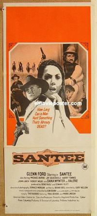 e990 SANTEE Australian daybill movie poster '73 Glenn Ford, Dana Wynter