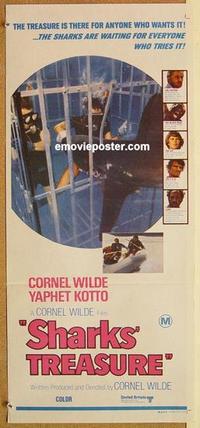 f003 SHARKS' TREASURE Australian daybill movie poster '75 Cornel Wilde