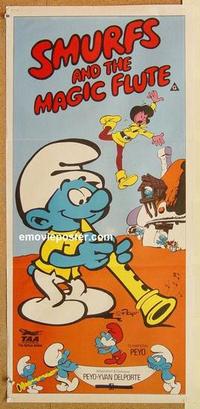 f020 SMURFS & THE MAGIC FLUTE Australian daybill movie poster '83 cartoon!
