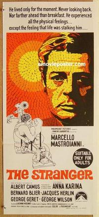 f056 STRANGER Australian daybill movie poster '68 Visconti, Mastroianni