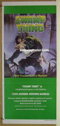 f064 SWAMP THING Australian daybill movie poster '82 Wes Craven, Barbeau