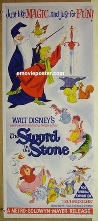 f066 SWORD IN THE STONE Australian daybill movie poster '64 Walt Disney