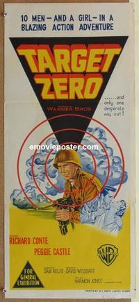 f075 TARGET ZERO Australian daybill movie poster '56 Richard Conte, Castle
