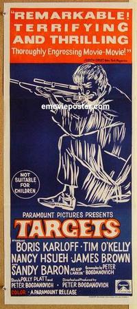 f076 TARGETS Australian daybill movie poster '68 Boris Karloff, Bogdanovich