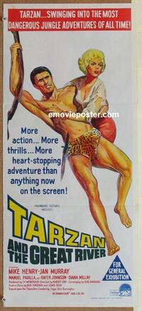 f077 TARZAN & THE GREAT RIVER Australian daybill movie poster '67 Mike Henry