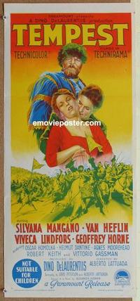 f085 TEMPEST Australian daybill movie poster '59 Heflin, Silvana Mangano