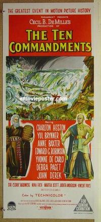 f086 TEN COMMANDMENTS Australian daybill movie poster R60 Charlton Heston